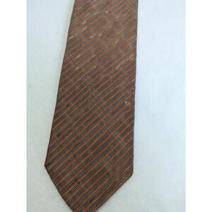 Vintage GIORGIO ARMANI 100% Silk Orange Black Striped Men's Necktie Tie Italy‎